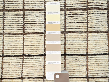 Ivory 4'5" x 5'9" Tribal & Geometric Hand knotted Wool Rug - Sku: O01440