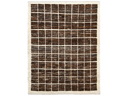 Brown 4'4" x 5'8" Tribal & Geometric Hand knotted Wool Rug - Sku: O01441