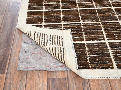 Brown 4'4" x 5'8" Tribal & Geometric Hand knotted Wool Rug - Sku: O01441