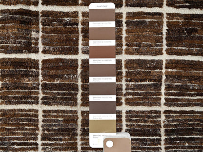 Brown 4'4" x 5'8" Tribal & Geometric Hand knotted Wool Rug - Sku: O01441