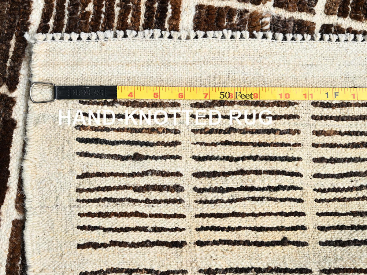 Tribal & Geometric hand-knotted wool rug in Brown & Ivory, 4'4" x 5'8" — SKU O01441 (view 7)