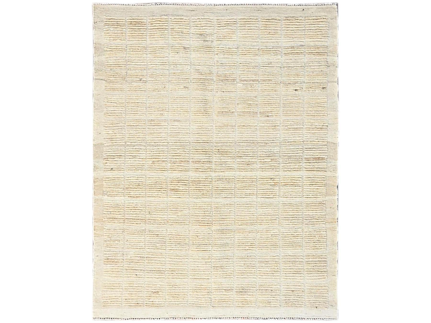 Ivory 4'4" x 5'8" Tribal & Geometric Hand knotted Wool Rug - Sku: O01442