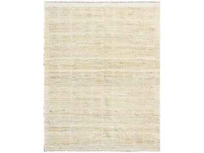 Ivory 4'4" x 5'8" Tribal & Geometric Hand knotted Wool Rug - Sku: O01442