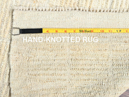 Ivory 4'4" x 5'8" Tribal & Geometric Hand knotted Wool Rug - Sku: O01442