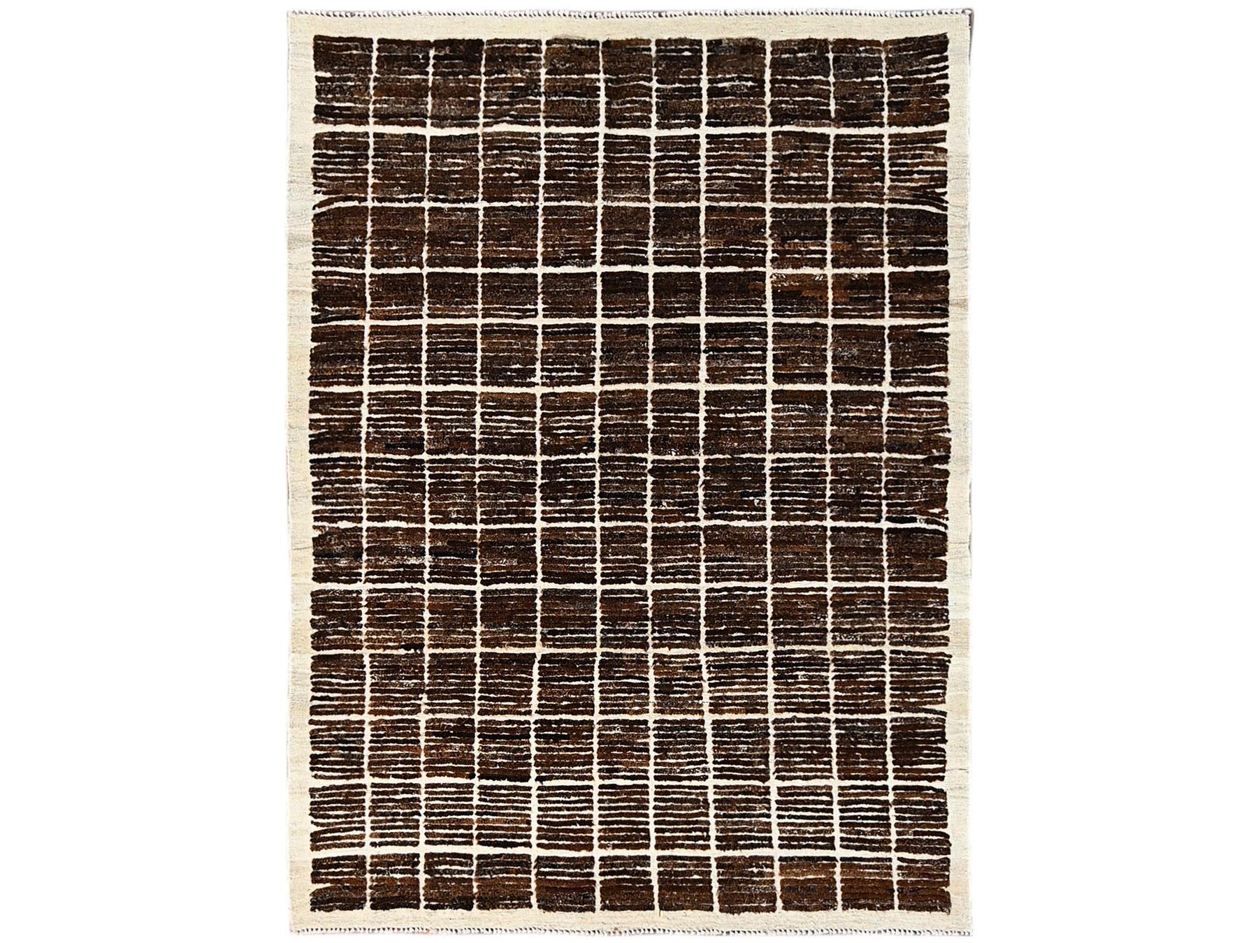 Brown 4'10" x 6'4" Tribal & Geometric Hand knotted Wool Rug - Sku: O01444