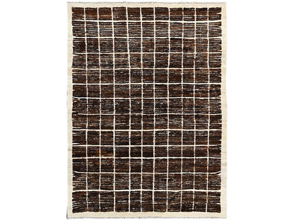 Brown 4'10" x 6'4" Tribal & Geometric Hand knotted Wool Rug - Sku: O01444