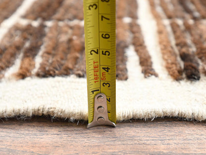 Brown 4'10" x 6'4" Tribal & Geometric Hand knotted Wool Rug - Sku: O01444
