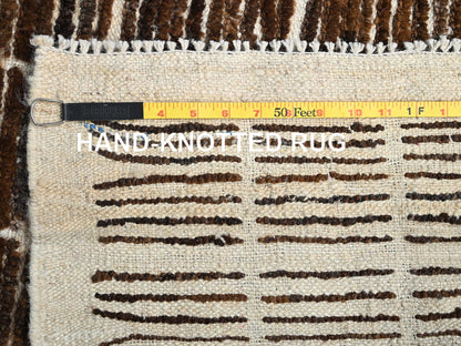 Brown 4'10" x 6'4" Tribal & Geometric Hand knotted Wool Rug - Sku: O01444