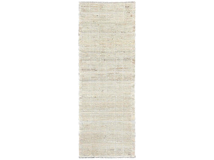 Tribal & Geometric hand-knotted wool runner in Ivory, 2'8" x 7'5" — SKU O01446