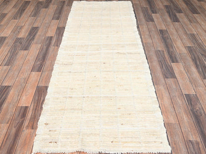 Tribal & Geometric hand-knotted wool runner in Ivory, 2'8" x 7'5" — SKU O01446 (view 2)