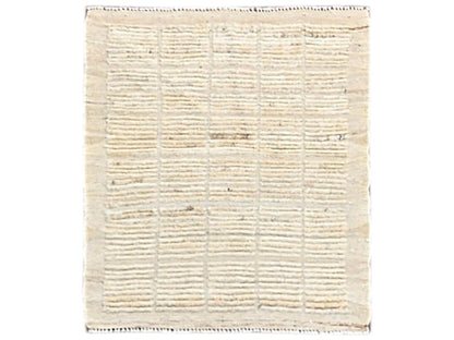 Tribal & Geometric hand-knotted wool rug in Ivory, 2'5" x 2'9" — SKU O01447
