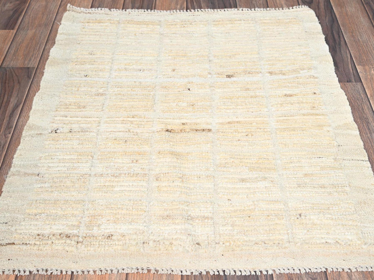 Tribal & Geometric hand-knotted wool rug in Ivory, 2'5" x 2'9" — SKU O01447 (view 2)