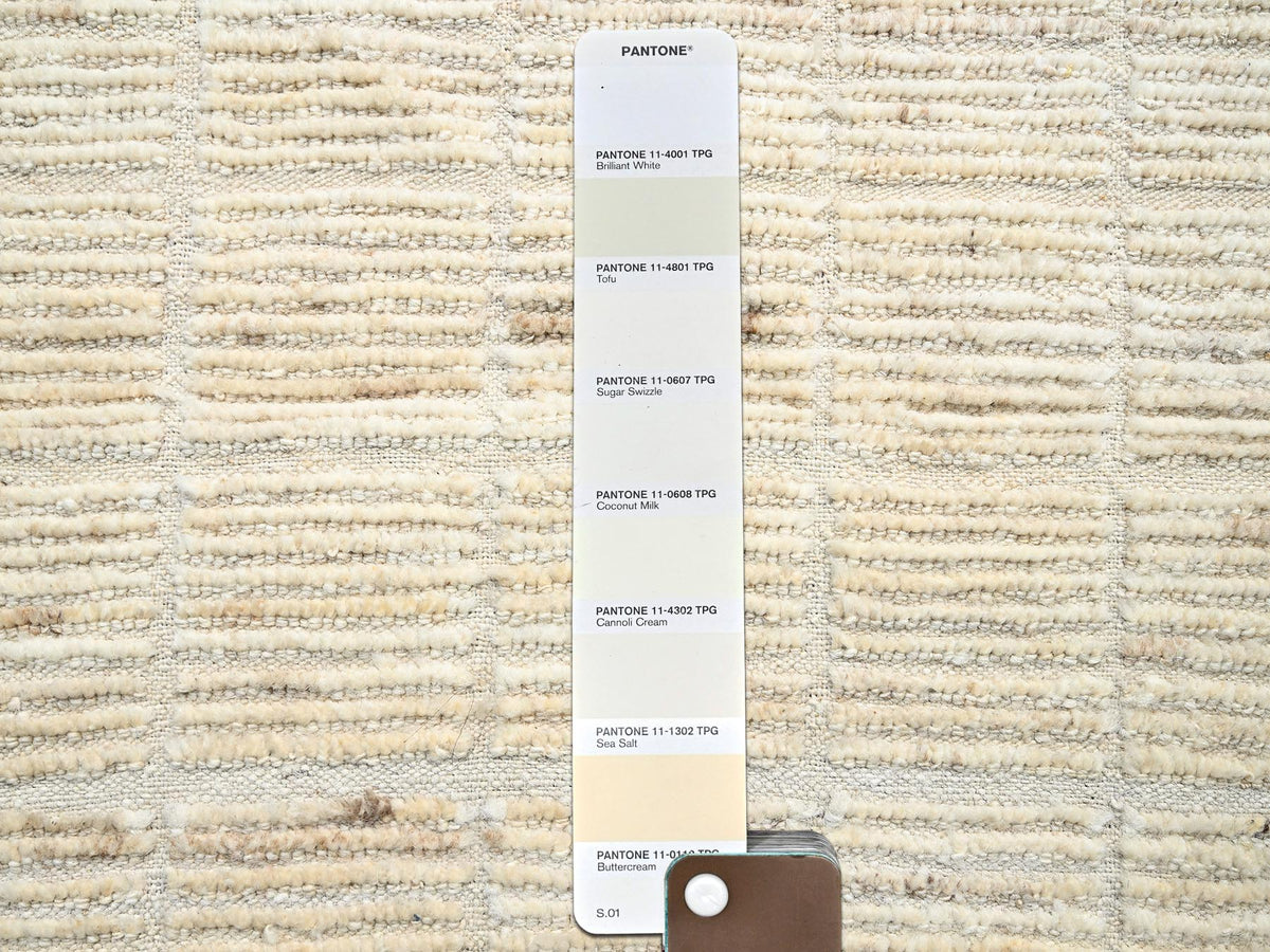 Tribal & Geometric hand-knotted wool rug in Ivory, 2'5" x 2'9" — SKU O01447 (view 4)
