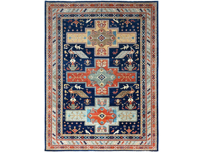 Tribal hand-knotted wool rug in Blue, 9'10" x 13'7", SKU O0144