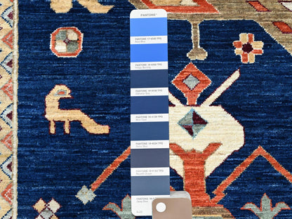 Tribal hand-knotted wool rug in Blue, 9'10" x 13'7", SKU O0144