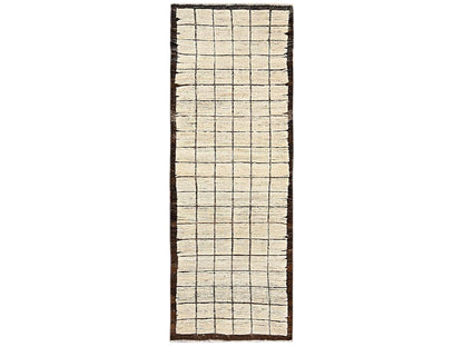 Ivory 2'9" x 7'9" Tribal & Geometric Hand knotted Wool Rug - Sku: O01451