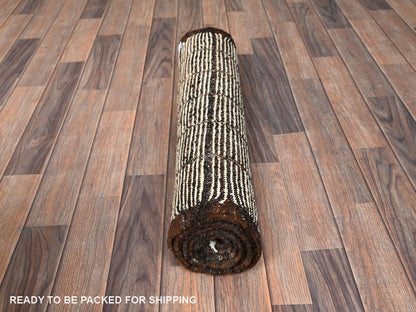 Ivory 2'9" x 7'9" Tribal & Geometric Hand knotted Wool Rug - Sku: O01451