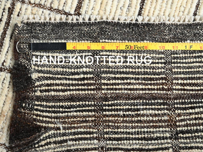 Ivory 2'9" x 7'9" Tribal & Geometric Hand knotted Wool Rug - Sku: O01451