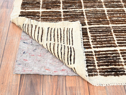 Brown 2'9" x 9'4" Tribal & Geometric Hand knotted Wool Rug - Sku: O01454