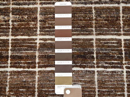 Brown 2'9" x 9'4" Tribal & Geometric Hand knotted Wool Rug - Sku: O01454