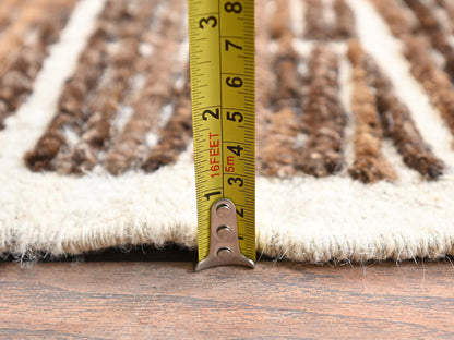 Brown 2'9" x 9'4" Tribal & Geometric Hand knotted Wool Rug - Sku: O01454