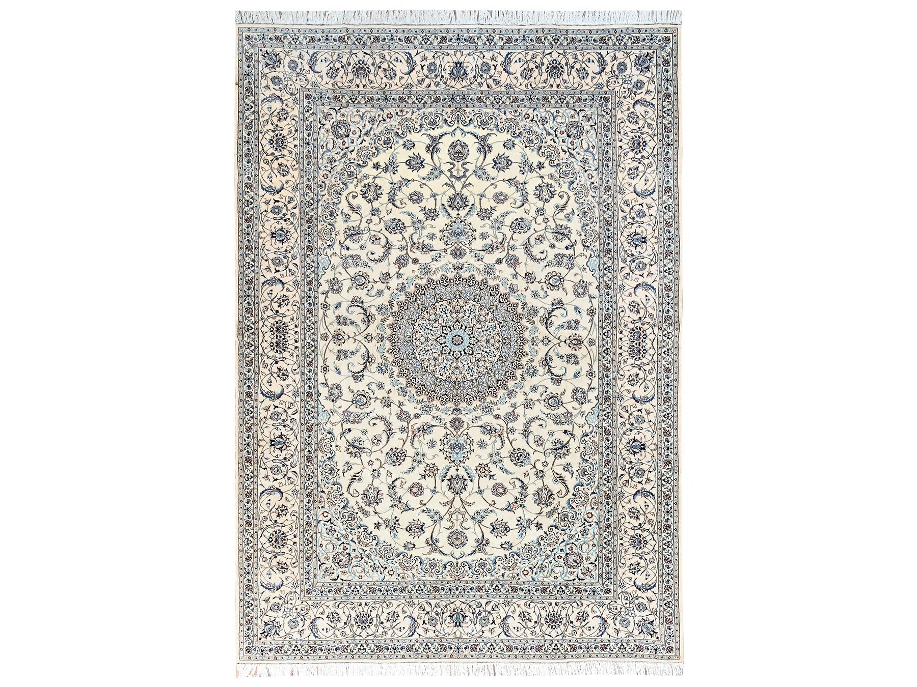 Ivory 9'6" x 13'2" Fine Oriental Hand knotted Wool/Silk Rug - Sku: O01456