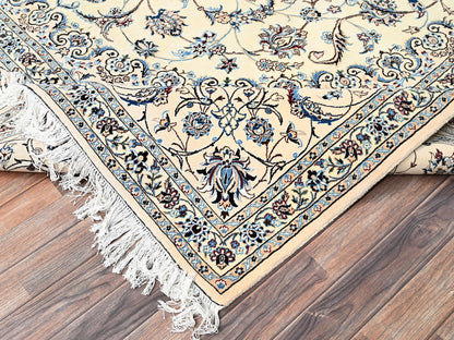 Nain Fine Oriental hand-knotted wool/silk rug in Ivory, 9'6" x 13'2" — SKU O01456 (view 7)