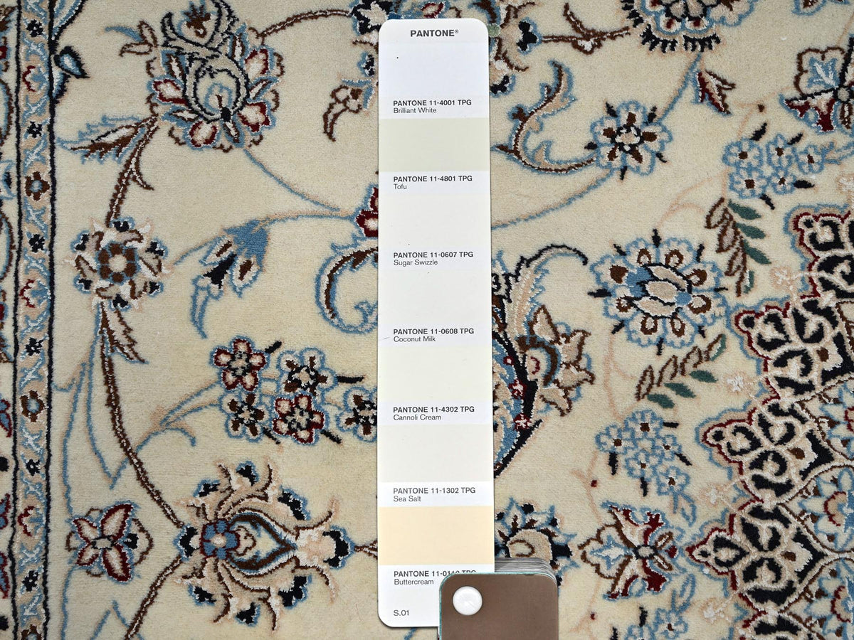 Nain Fine Oriental hand-knotted wool/silk rug in Ivory, 9'6" x 13'2" — SKU O01456 (view 8)