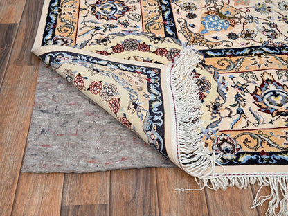 Nain Fine Oriental hand-knotted wool/silk rug in Ivory, 8'2" x 8'5" — SKU O01459 (view 5)