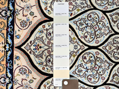 Nain Fine Oriental hand-knotted wool/silk rug in Ivory, 8'2" x 8'5" — SKU O01459 (view 8)