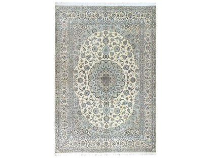Ivory 9'11" x 14'2" Persian Hand knotted Wool/Silk Rug - Sku: O01462