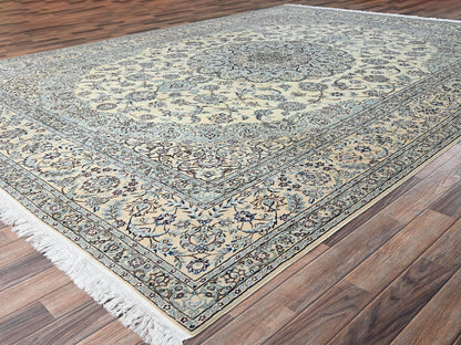 Ivory 9'11" x 14'2" Persian Hand knotted Wool/Silk Rug - Sku: O01462