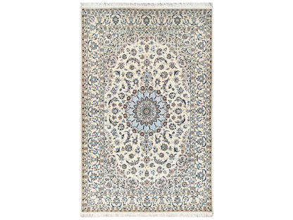 Ivory 6'9" x 10'2" Persian Hand knotted Wool/Silk Rug - Sku: O01463