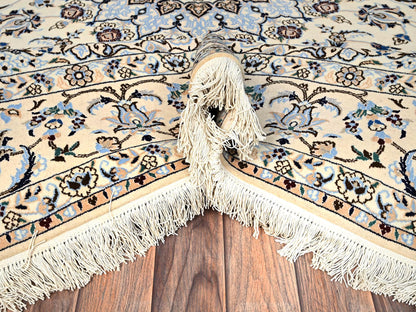 Ivory 6'9" x 10'2" Persian Hand knotted Wool/Silk Rug - Sku: O01463