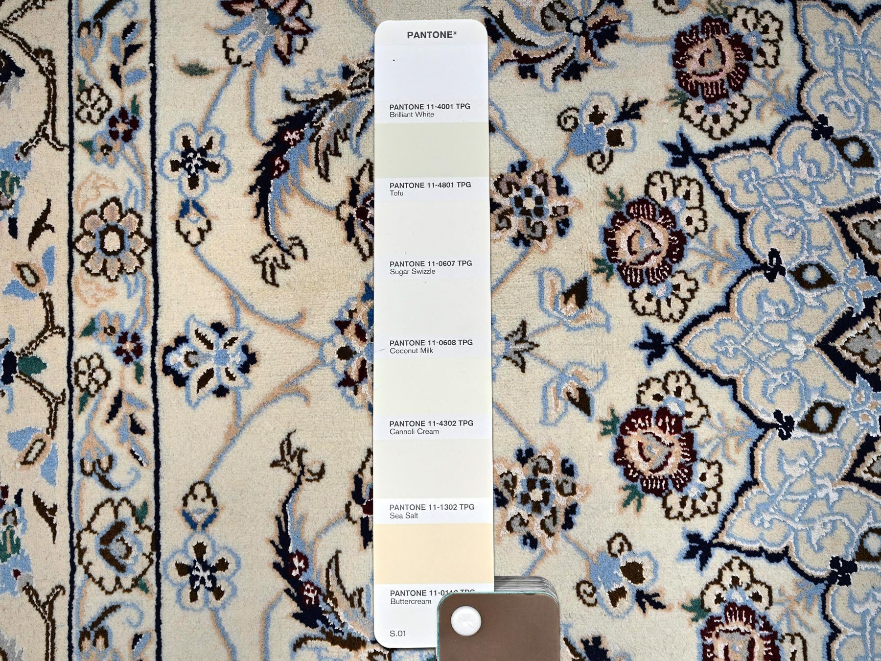 Nain Persian hand-knotted wool/silk rug in Ivory, 6'9" x 10'2" — SKU O01463 (view 8)