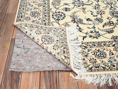 Nain Fine Oriental hand-knotted wool/silk rug in Ivory, 5'1" x 7'8" — SKU O01464 (view 3)