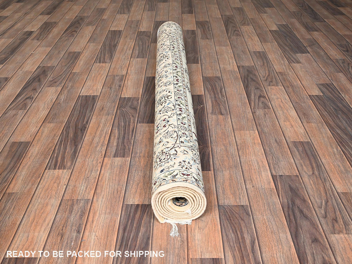 Nain Fine Oriental hand-knotted wool/silk rug in Ivory, 5'1" x 7'8" — SKU O01464 (view 5)