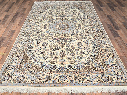 Nain Persian hand-knotted wool/silk rug in Ivory, 5' x 8'3" — SKU O01465 (view 2)
