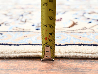 Nain Persian hand-knotted wool/silk rug in Ivory, 5' x 8'3" — SKU O01465 (view 6)