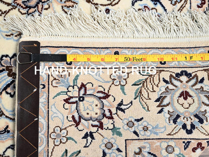 Ivory 5'0" x 8'3" Persian Hand knotted Wool/Silk Rug - Sku: O01465