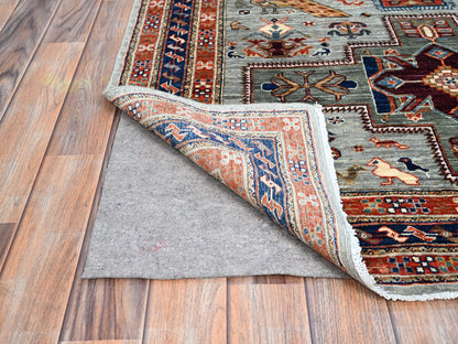 Grey 4'1" x 9'10" Tribal & Geometric Hand knotted Wool Rug - Sku: O0146