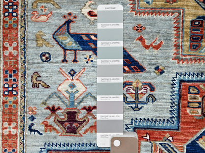 Grey 4'1" x 9'10" Tribal & Geometric Hand knotted Wool Rug - Sku: O0146
