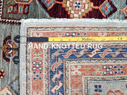 Grey 4'1" x 9'10" Tribal & Geometric Hand knotted Wool Rug - Sku: O0146