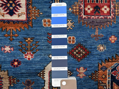 Blue 9'6" x 10'2" Kazak Hand knotted Wool Rug - Sku: O01475