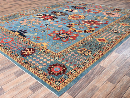 Blue 9'1" x 11'7" Heriz Hand knotted Wool Rug - Sku: O01492