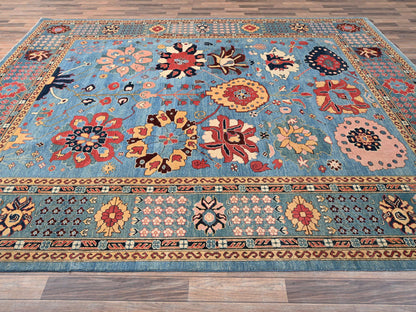Blue 9'1" x 11'7" Heriz Hand knotted Wool Rug - Sku: O01492