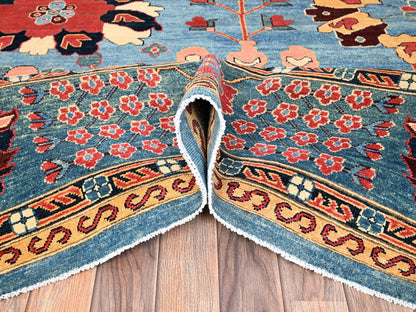 Blue 9'1" x 11'7" Heriz Hand knotted Wool Rug - Sku: O01492