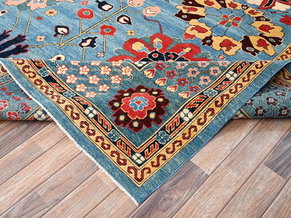 Blue 9'1" x 11'7" Heriz Hand knotted Wool Rug - Sku: O01492