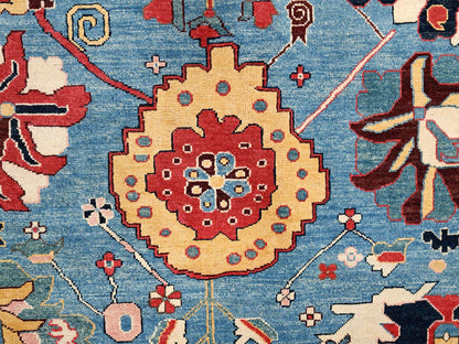 Blue 9'1" x 11'7" Heriz Hand knotted Wool Rug - Sku: O01492