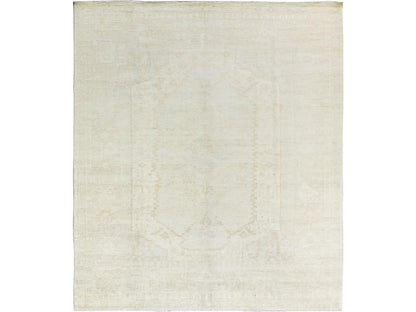 Peshawar Oushak hand-knotted wool rug in Ivory, 8'1" x 9'5" — SKU O01495
